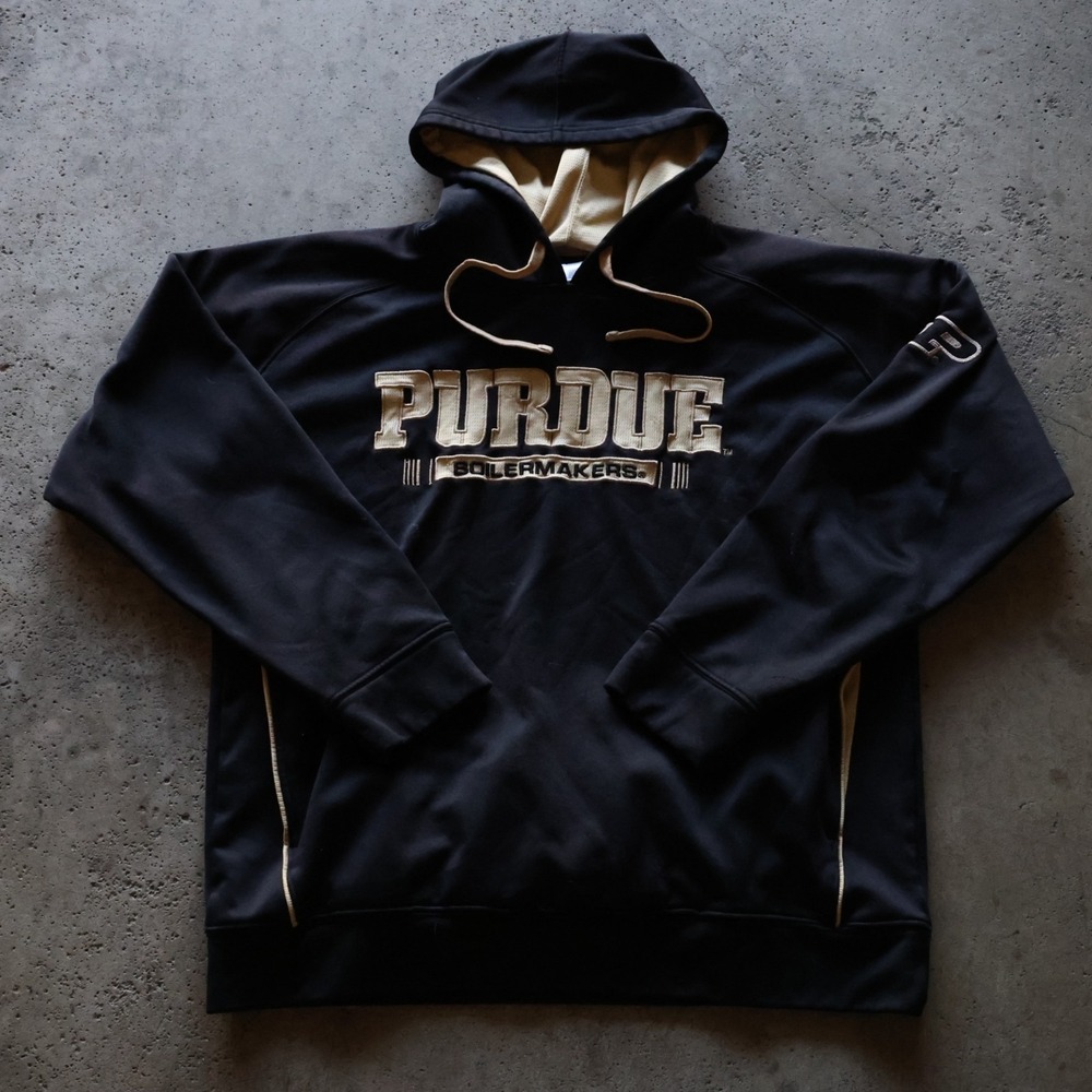 Purdue Boilermakers Mens Pullover Hoodie Size Large Black Gold Knights Apparel